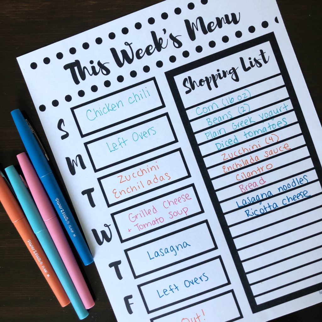 free meal planning printables shopping list weekly meal planning