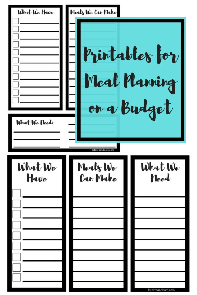 Free printables for meal planning on a budget 