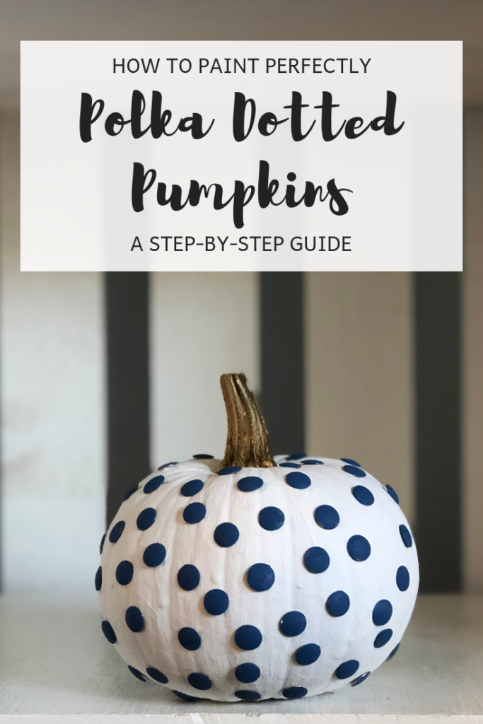 Learn how to make an easy DIY blue and white polka dot pumpkin with thumbtacks and paint.