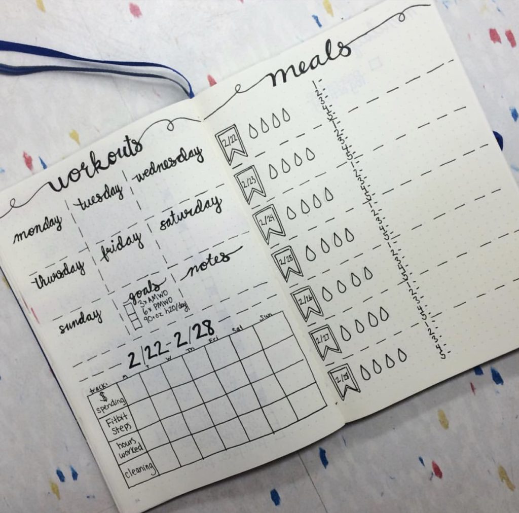 I share over ten different ways that you can use a bullet journal to track health and fitness in this post! #bujo #bulletjournal #meallog