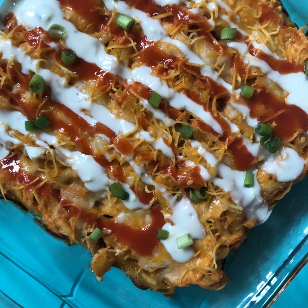 Healthy buffalo chicken pasta bake. Learn how to make the best healthy buffalo chicken in the crockpot! Then, make meal prep easier and more exciting with these four recipes all using the buffalo chicken! #healthycrockpotrecipe #healthyslowcookerrecipe #healthybuffalochicken #mealprep