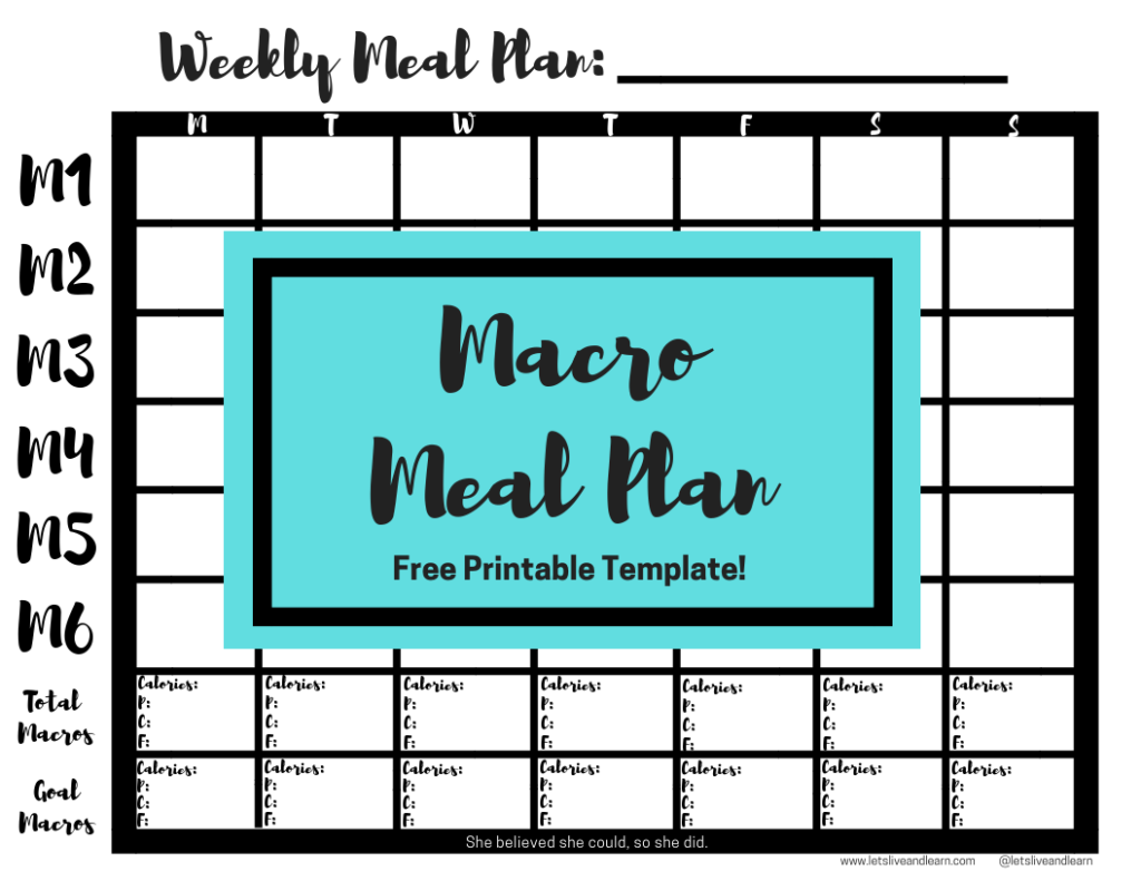 printable macro meal planner template