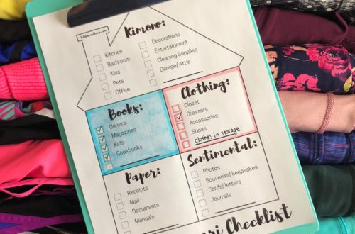 A free printable checklist for Marie Kondo's Konmari method of tidying up. This simple Konmari Checklist will help you feel less overwhelmed as you tidy up and organize your home. I hope this free printable sparks joy for you! #konmari #mariekondo #freeprintable #konmarichecklist #konmariprintable
