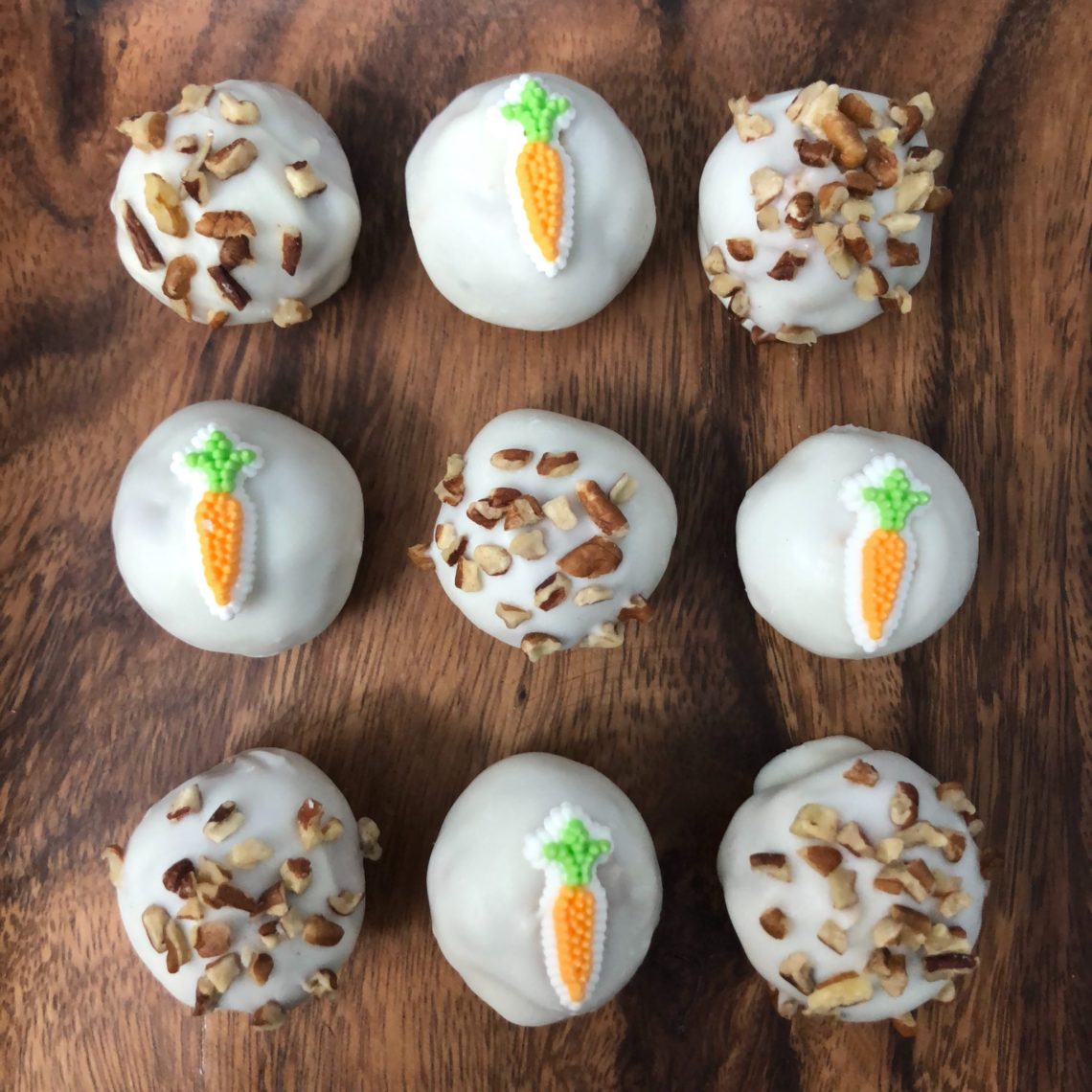 Carrot cake oreo truffles are an easy dessert for Easter--or anytime! These carrot cake oreo cookie balls only have three ingredients and are a no bake recipe. #Carrotcakeoreos #carrotcake #easter #easterdessert #cookieballs