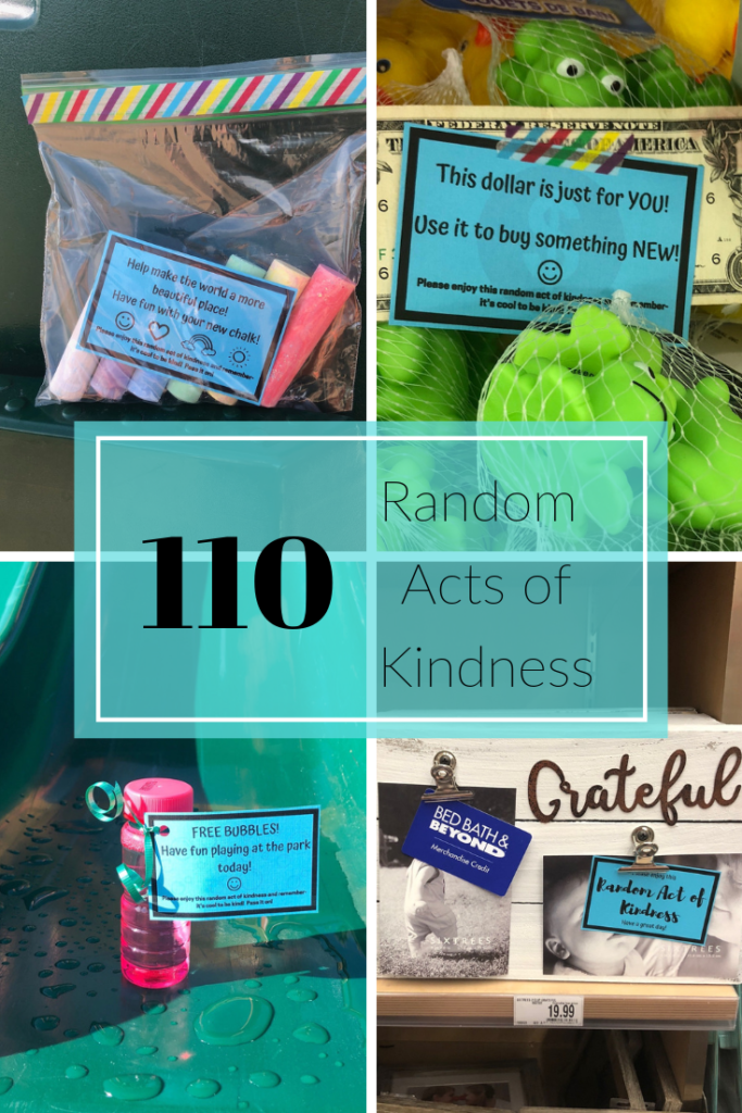 110 Ideas for Random Acts of Kindness that you can do in your community, at the park, at the store, at a hospital, online and more! #randomactsofkindness #rak 