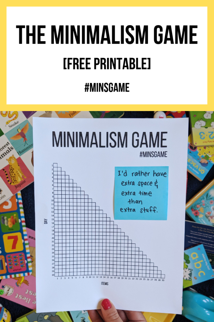 Free printable for The Minimalists #minsgame. #getorganized #minimalismgame