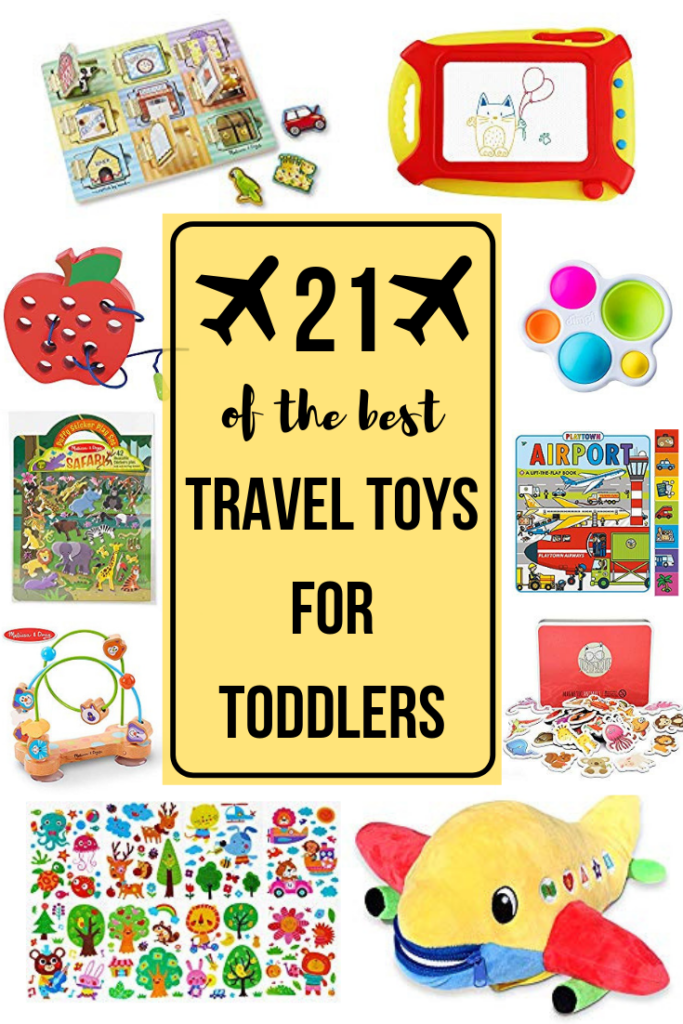 The best high quality travel toys for toddlers. From airplanes to road trips, these toys are sure to keep your little one busy! #firstflight #flyingwithbabies #flyingwithtoddlers #flyingwithaoneyearold #airplaneactivities #airplanetoys #roadtripactivities #roadtripwithatoddler