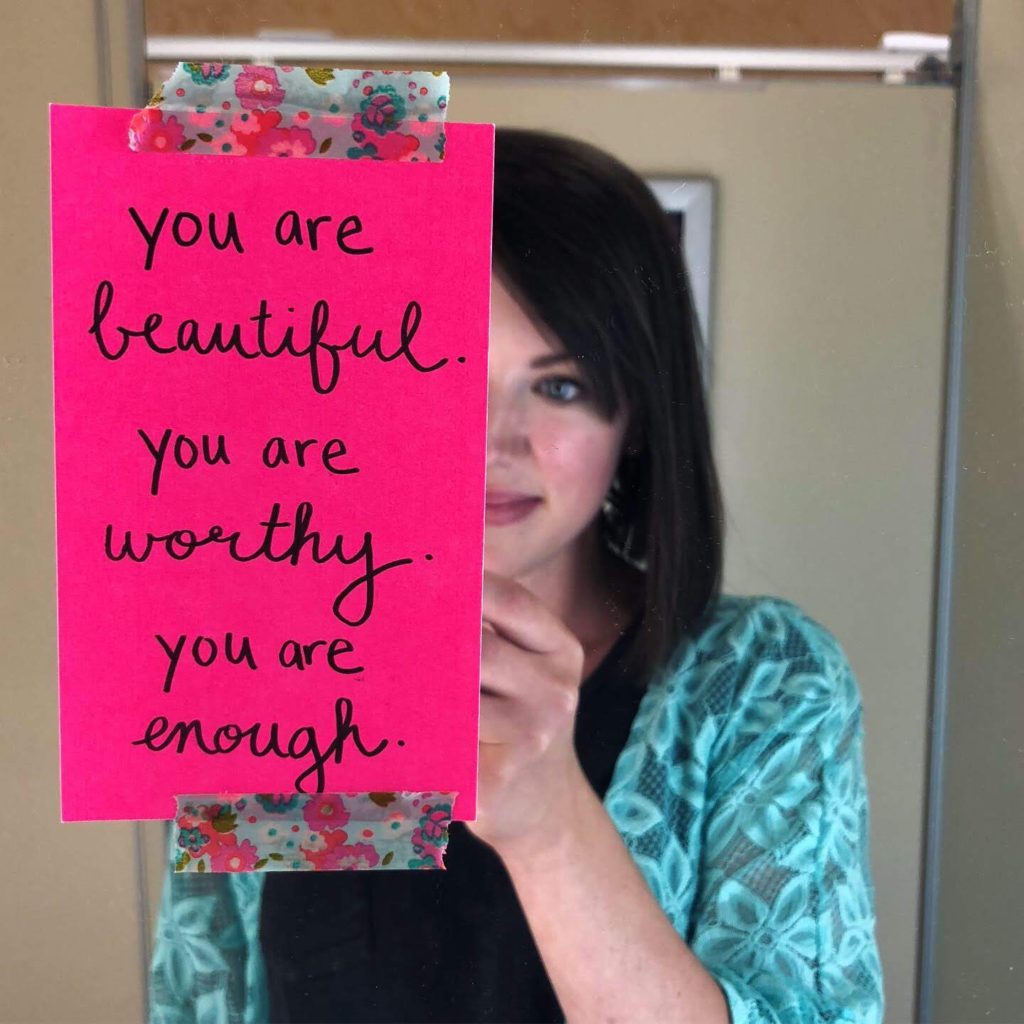 30 Random Acts of Kindness before my 30th birthday: positive messages taped in dressing room #30before30 #printable #randomactsofkindnessprintable