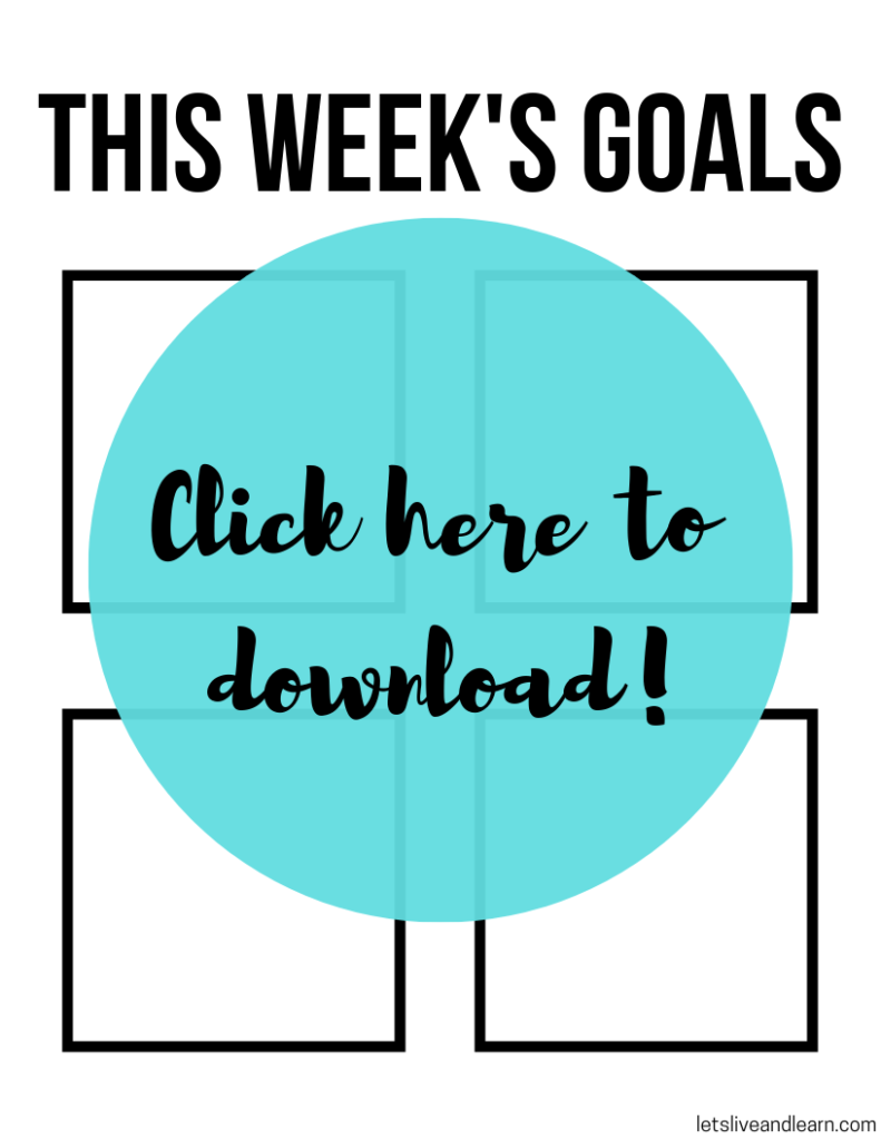 Free post it note goal setting template. A printable for weekly and monthly goals. #monthlygoals #weeklygoals #goalsettingprintable #goalsettingworksheet #stickynotes #postitnotes