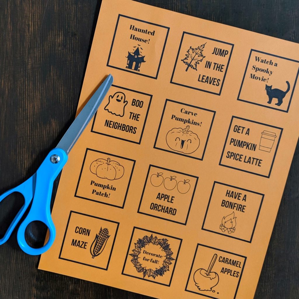 DIY sticky note customizable fall bucket list for your calendar or planner! Free download that you can customize by choosing the activities you want to do this autumn with your family! #fallbucketlist #customizablebucketlist #stickynotes #postitnotes #halloweenbucketlist #free