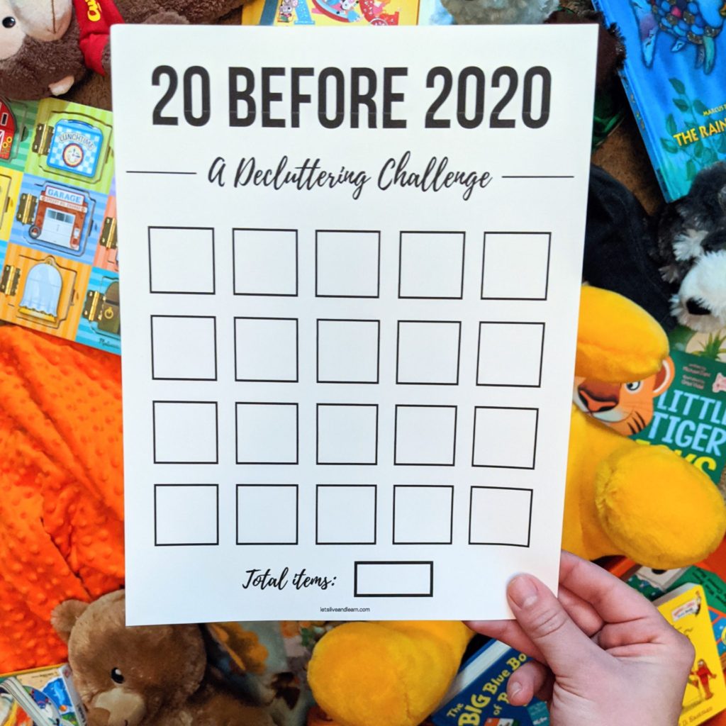 20 before 2020 decluttering challenge inspired by the minimalism game. Declutter before the new year! #declutteringchallenge #minsgame #printable