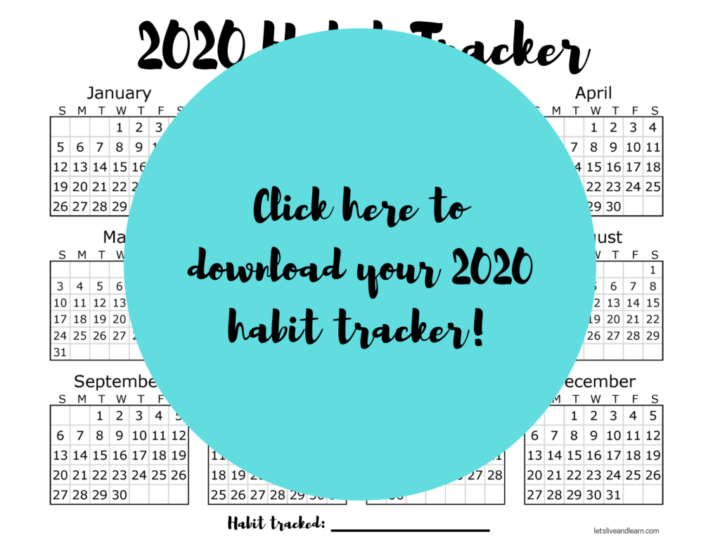 Download your free 2020 yearly habit tracker printable! Use this printable to keep track of your habits all year long! #2020goals #habittracker #printable #2020resolutions