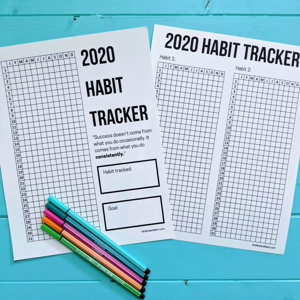 Download your free 2020 yearly habit tracker printable! Use this printable to keep track of your habits all year long! #2020goals #habittracker #printable #2020resolutions