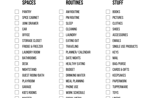 Is your word of the year simplify? Use this free checklist to simplify the spaces, routines and stuff in your life! #simplify #minimalism #declutter
