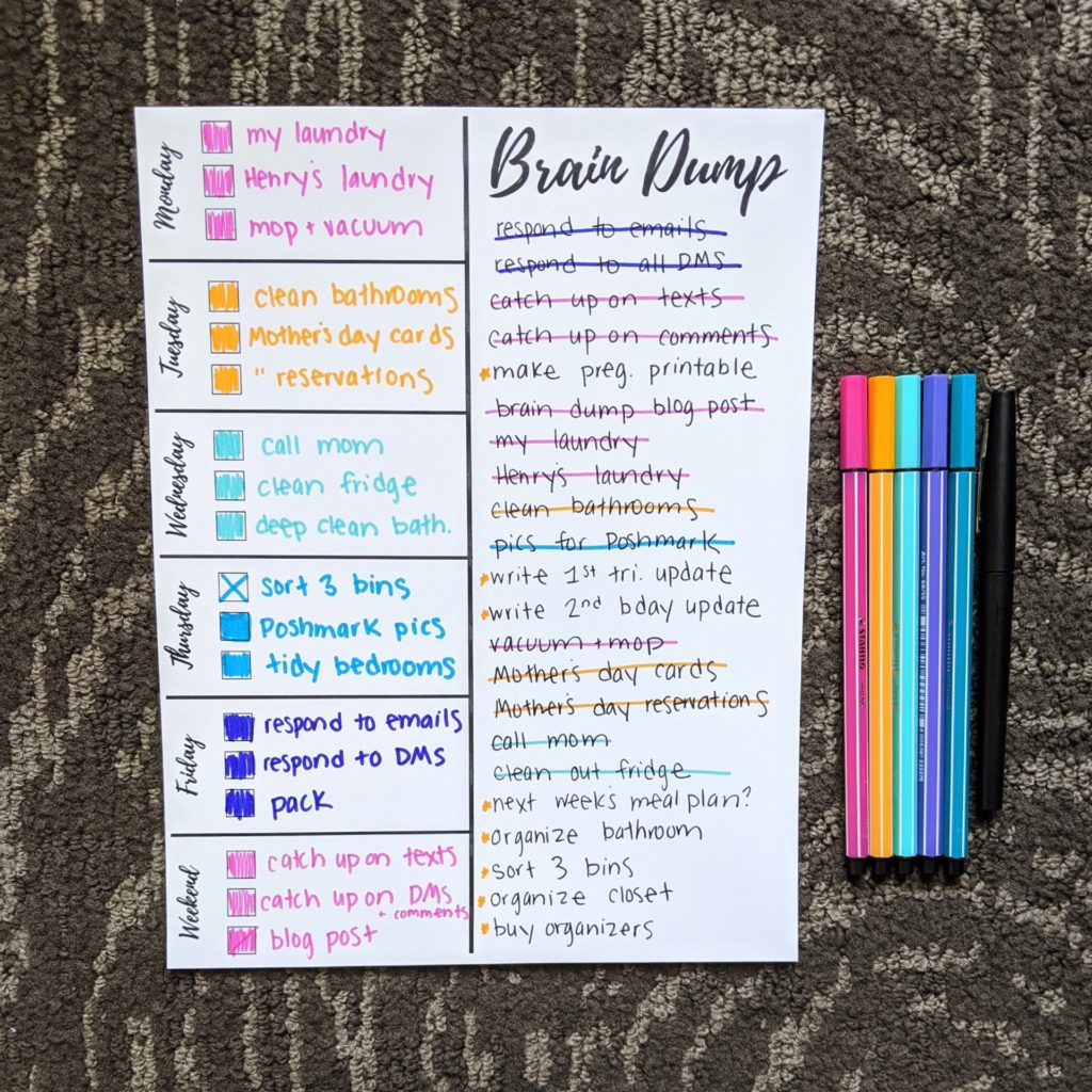 8+ easy brain dump ideas to use when you are feeling anxious or overwhelmed. Make a brain dump list to help you prioritize your to do list and make a plan! #braindump #freeprintable #todolist #stickynotes #postitnotes