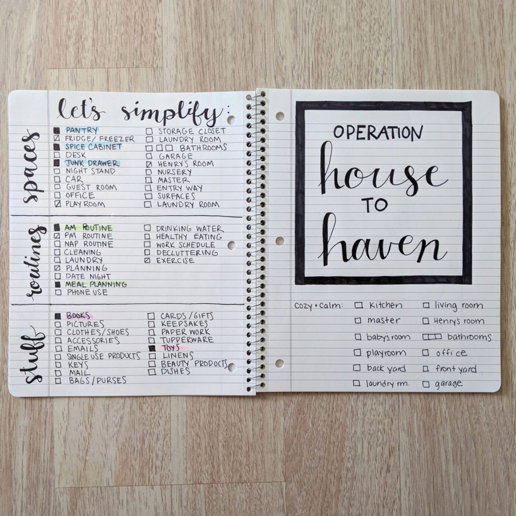 Home project notebook tutorial. Learn how to make a simple DIY home project notebook to tackle all of those home projects once and for all! #housetohome #housetohaven #operationhousetohaven #homeprojects #notebook #bulletjournal