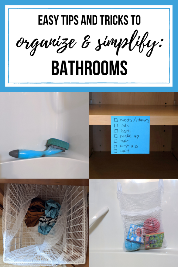 Easy tips and tricks to help you create a simplified and organized bathroom. #organizedbathroom #bathroomorganization #organization 