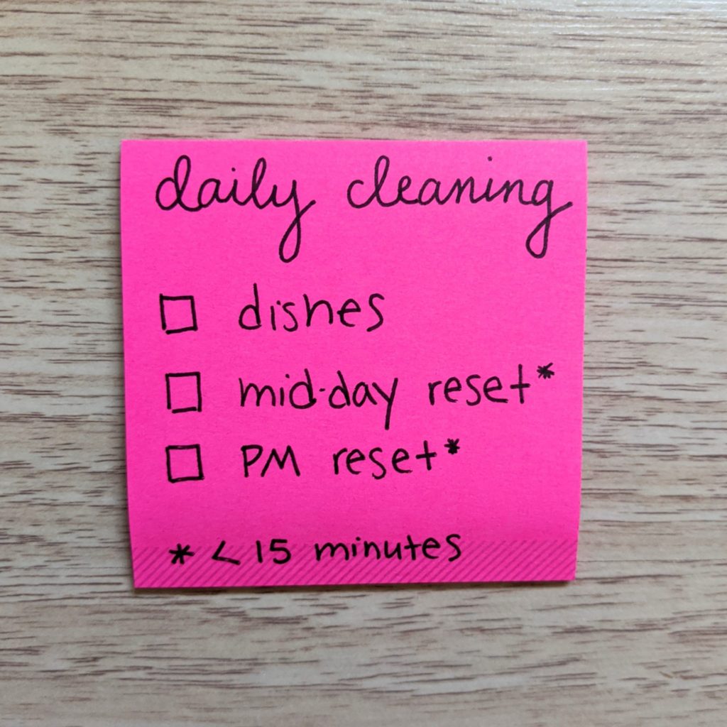 A simple cleaning schedule for people who hate cleaning (like me!). A flexible cleaning routine that is perfect for stay at home moms, working moms or anyone who doesn't want to spend hours cleaning! #cleaningschedule #workingmom #stayathomemom #flexible #easy #simple