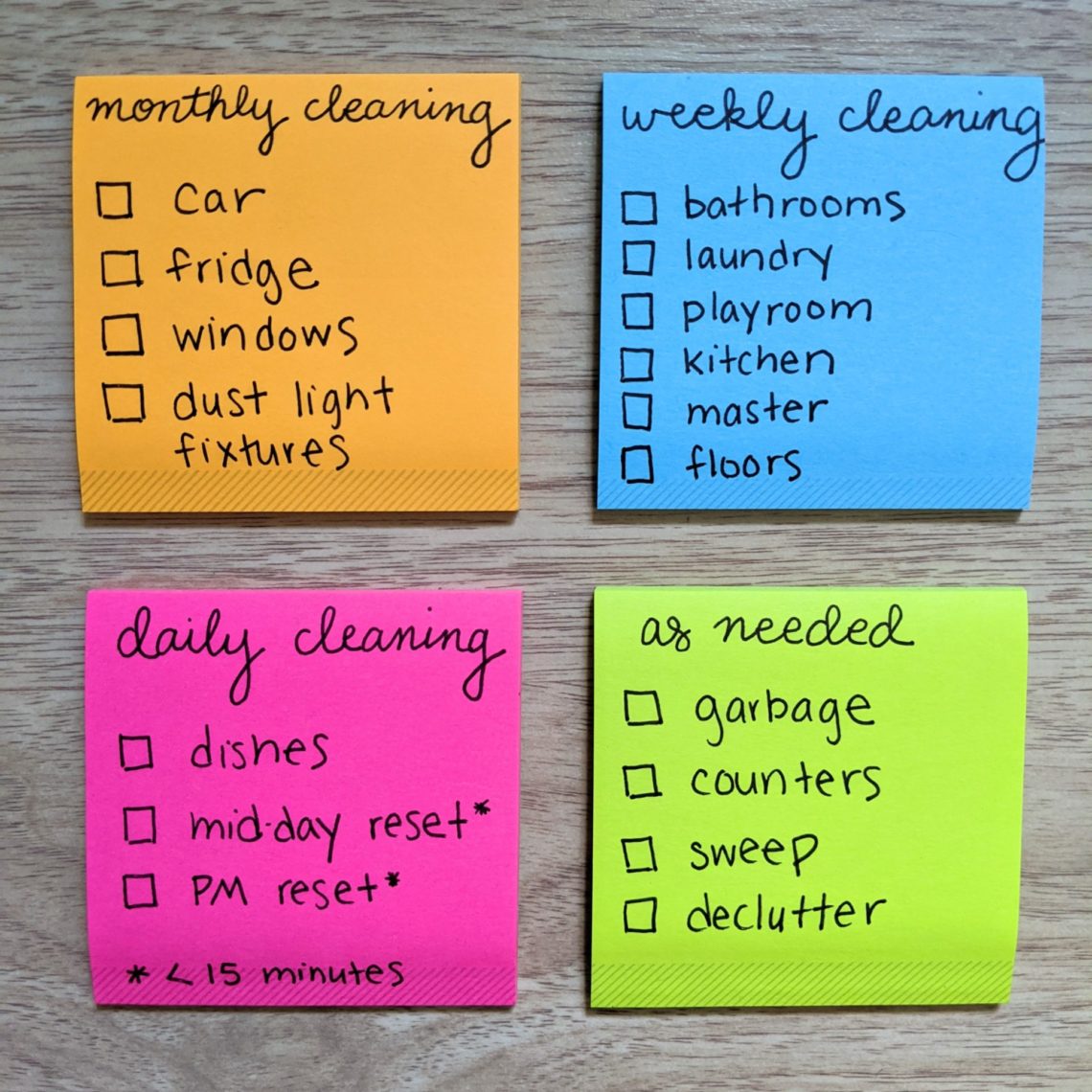 Simple Cleaning Checklist