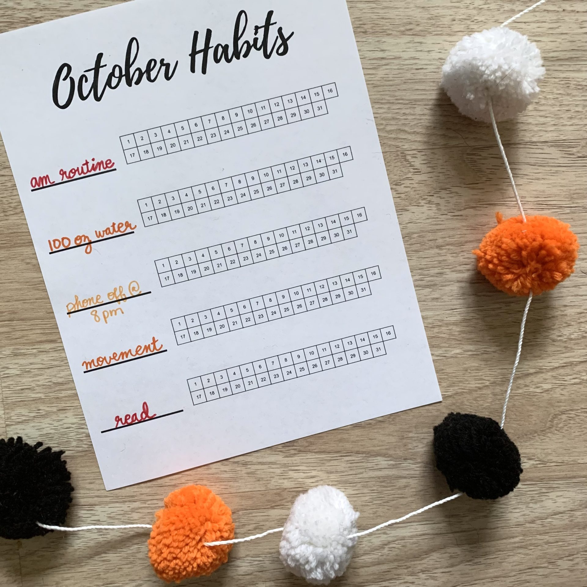 Monthly Habit Tracker Printables: October, November &amp; December – Let's ...