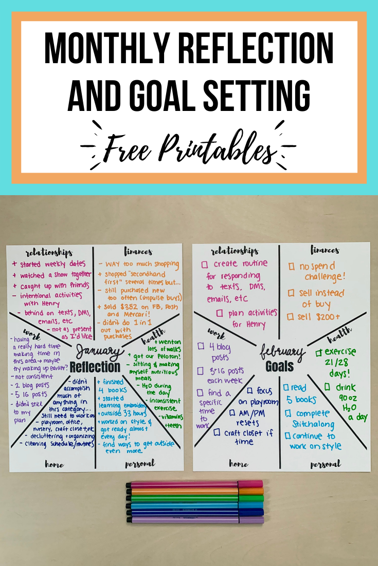 Monthly reflection and goal setting printables Let's Live and Learn