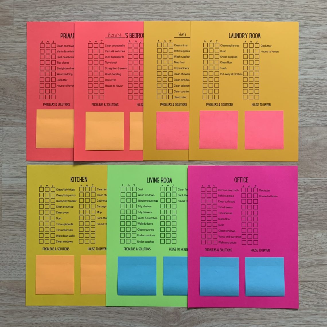 Zone Cleaning Printable Checklists Let s Live And Learn
